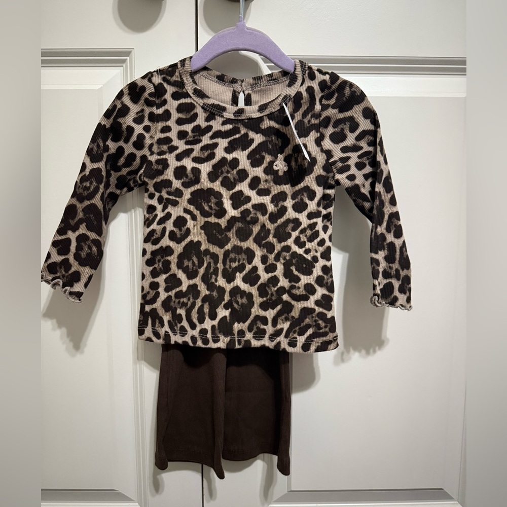 NEW! Baby Gap Girls Leopard/Brown 2 Piece Set - Size: 12-18 Months